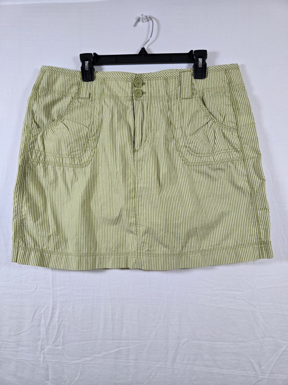 Aventura Light Green Striped Organic Cotton Mini Skirt
